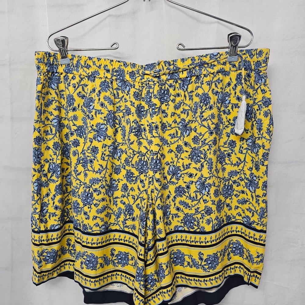 J. Jill Shorts Yellow Blue Boho Tassel Festival Coastal L NWOT - Picture 10 of 11